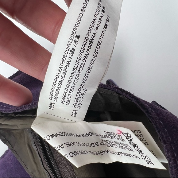 Zara Purple Cowgirl Style Real Suede Leather Baguette Small Shoulder Handbag Y2K - Picture 7 of 8